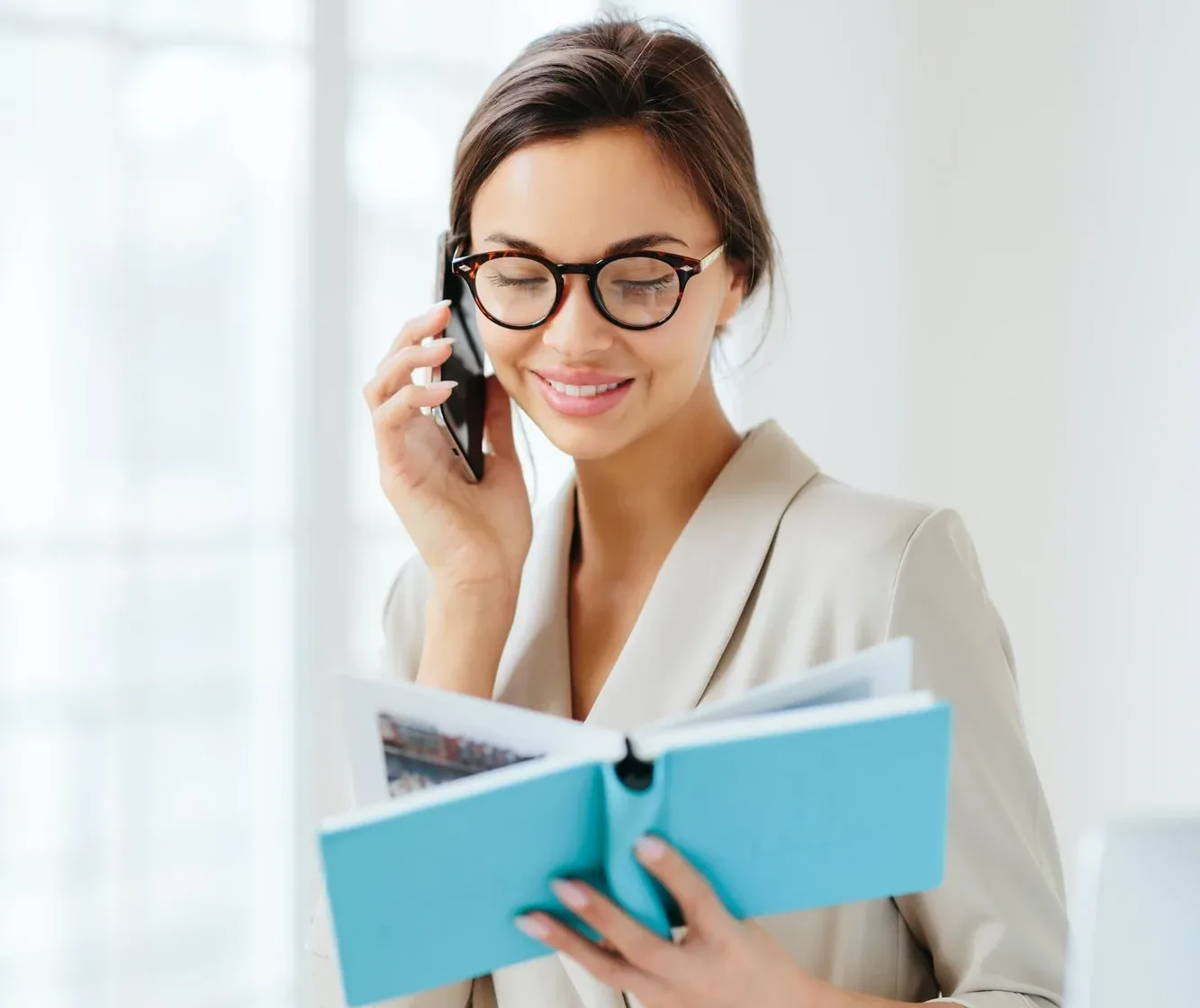 vertical shot of female administrative manager involved in working process